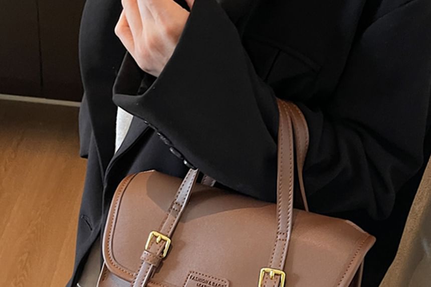 Faux Backpack Leather Flap