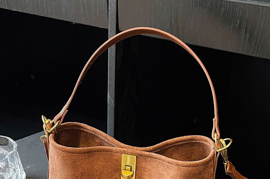 Pouch Suede Bag Crossbody Fringe Plain Faux With