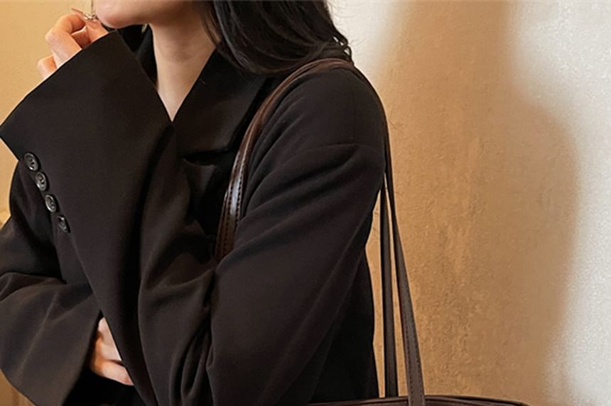 Bag Faux Charm Tote With Leather Plain