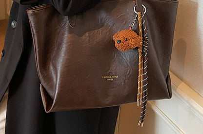 Bag Faux Charm Tote With Leather Plain