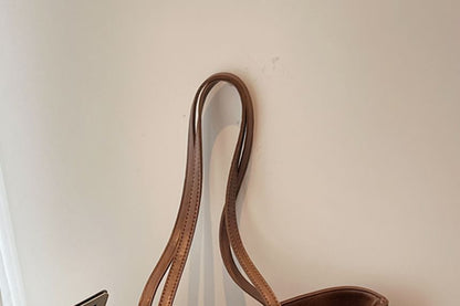 Bag Faux Charm Tote With Leather Plain