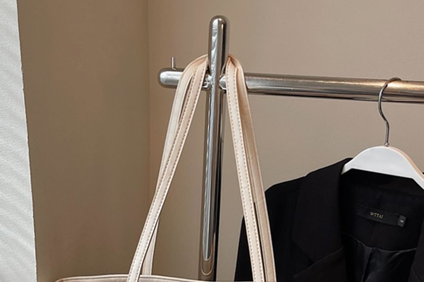 Bag Faux Charm Tote With Leather Plain