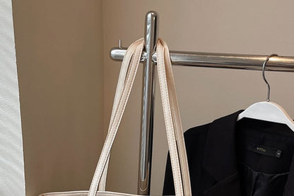 Bag Faux Charm Tote With Leather Plain