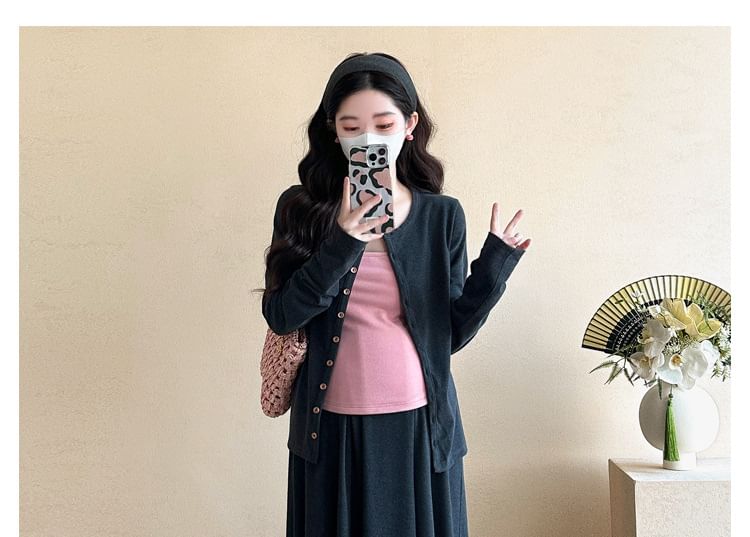 Cami Top and Cardigan with Maxi Skirt Set
