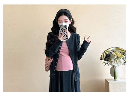 Cami Top and Cardigan with Maxi Skirt Set