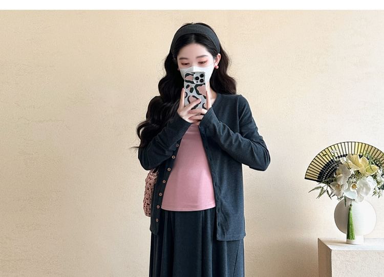 Cami Top and Cardigan with Maxi Skirt Set