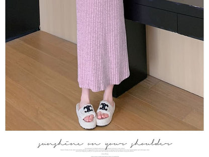 Maternity Set: Spaghetti Strap Melange Ribbed Midi Straight Dress + Round Neck Cardigan