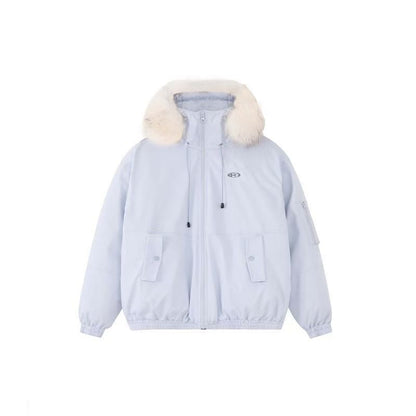 Furry Trim Hooded Padded Zip-Up Jacket