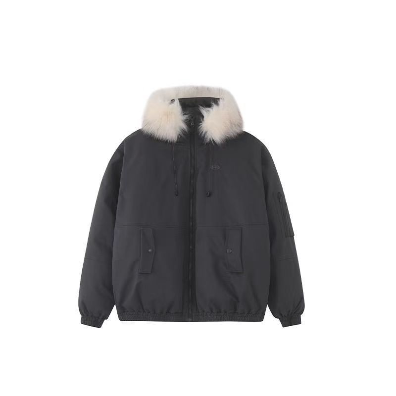 Furry Trim Hooded Padded Zip-Up Jacket