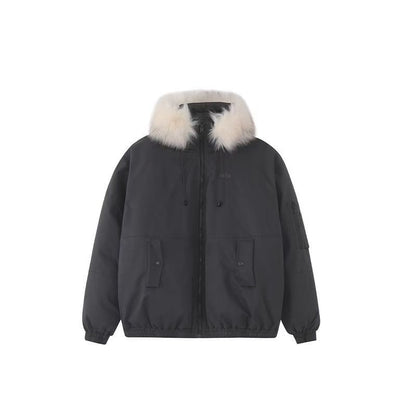 Furry Trim Hooded Padded Zip-Up Jacket