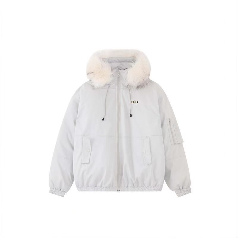 Furry Trim Hooded Padded Zip-Up Jacket