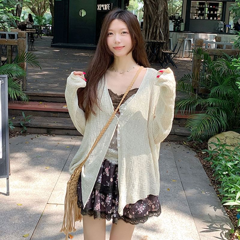 V-Neck Solid Lightweight Cardigan