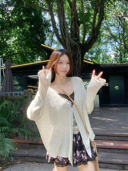 V-Neck Solid Lightweight Cardigan