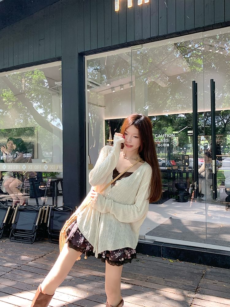 V-Neck Solid Lightweight Cardigan