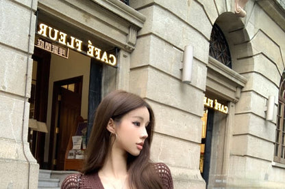 Slim Camisole Top with Pointelle Cardigan and High-Waist Knit Shorts