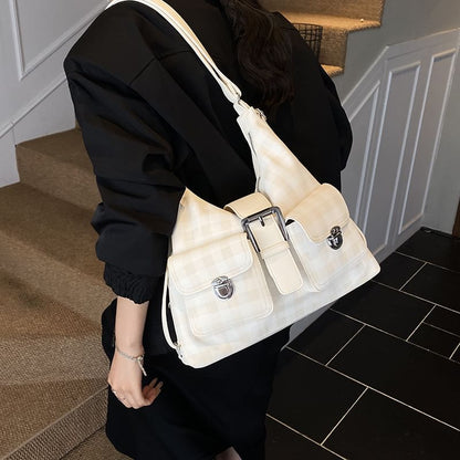 Plaid Buckled Multiway Shoulder Bag