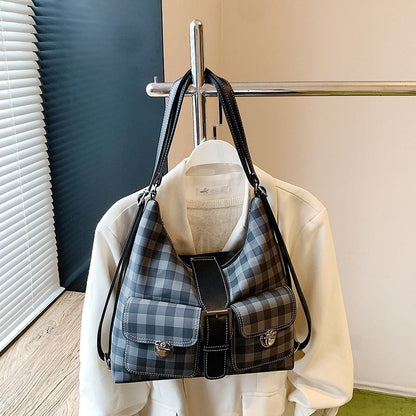 Plaid Buckled Multiway Shoulder Bag