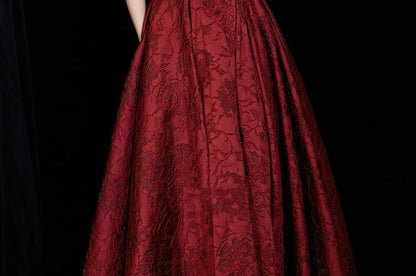 Floral Short-Sleeve A-Line Evening Off-Shoulder Gown