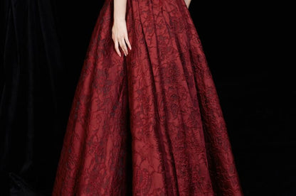 Floral Short-Sleeve A-Line Evening Off-Shoulder Gown