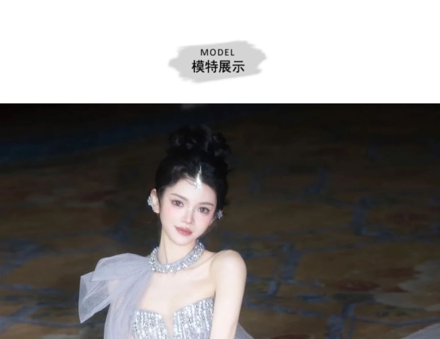 Gown Evening A-Line Strapless Sequin