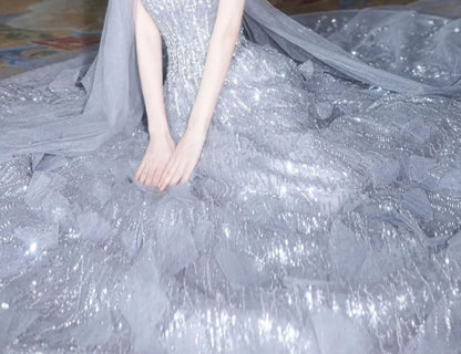 Strapless Sequin A-Line Evening Gown