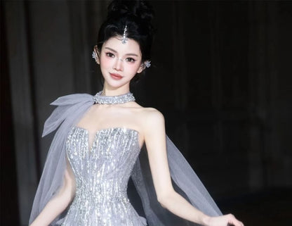 Strapless Sequin A-Line Evening Gown