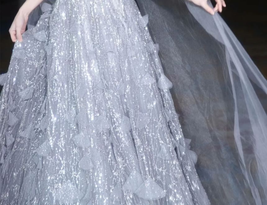 Gown Evening A-Line Strapless Sequin