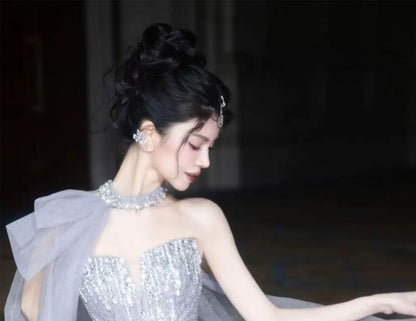 Gown Evening A-Line Strapless Sequin