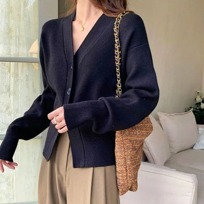 V-Neck Solid Cardigan