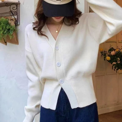 V-Neck Solid Cardigan