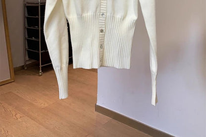 Lace Panel V-Neck Cardigan