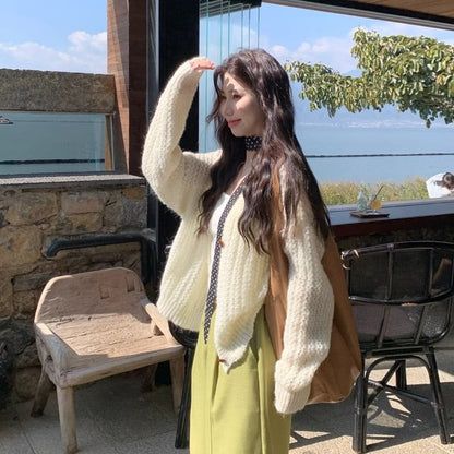 V-Neck Solid Pointelle Cardigan