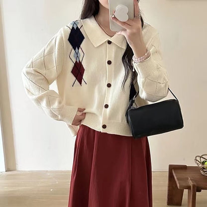 Argyle Collared Cardigan