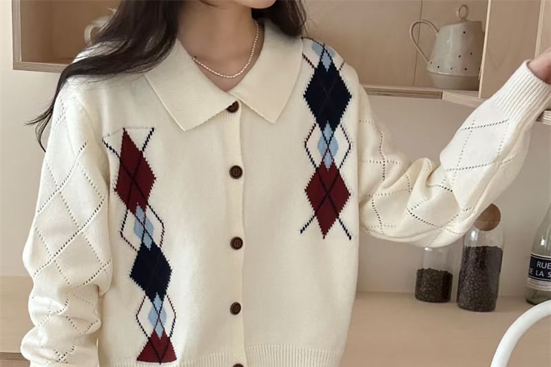 Argyle Collared Cardigan