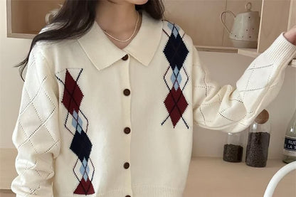 Argyle Collared Cardigan