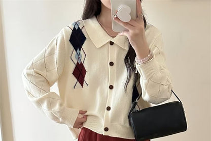 Argyle Collared Cardigan