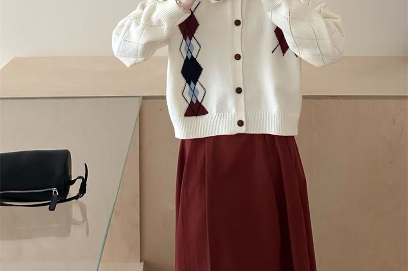 Argyle Collared Cardigan