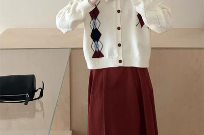 Argyle Collared Cardigan