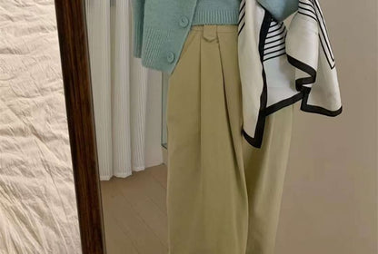 Knit Crop Cami Top and V-Neck Button-Up Cable Knit Cardigan Set