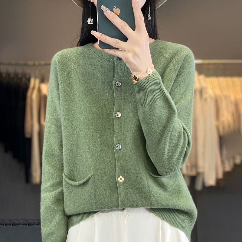 Solid Button-Front Cardigan
