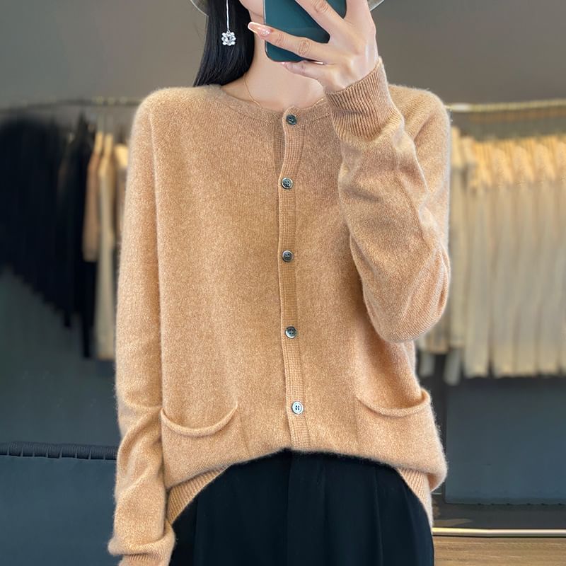 Solid Button-Front Cardigan