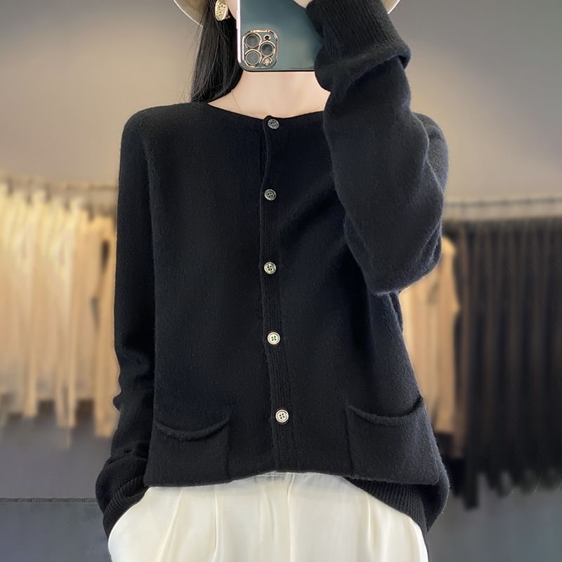 Solid Button-Front Cardigan
