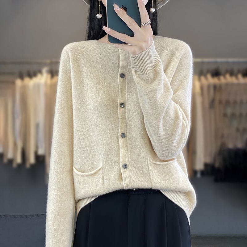 Solid Button-Front Cardigan