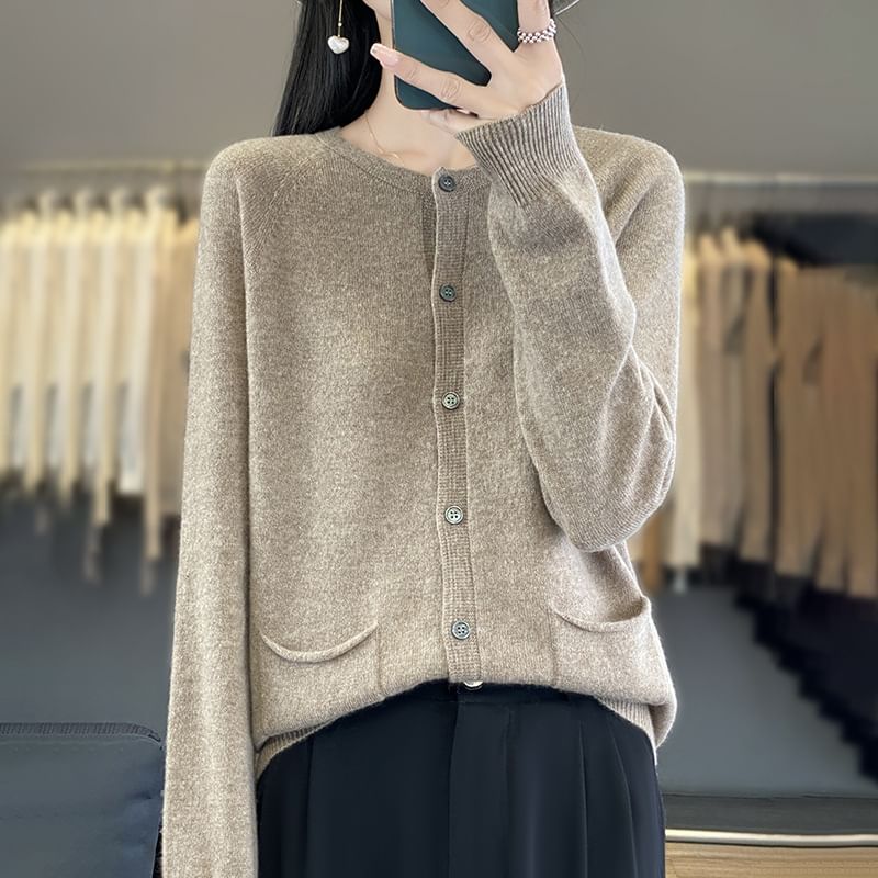 Solid Button-Front Cardigan