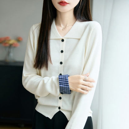 Collared Button-Front Solid Cardigan