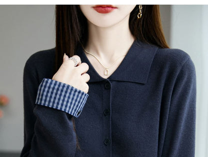 Collared Button-Front Solid Cardigan