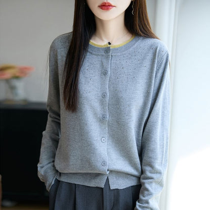 Rhinestone Button-Front Cardigan