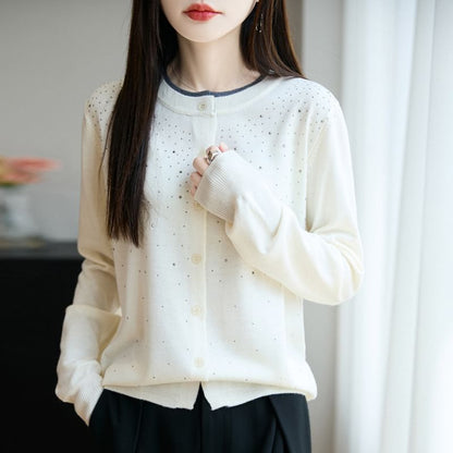 Rhinestone Button-Front Cardigan