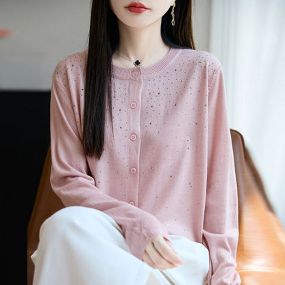 Rhinestone Button-Front Cardigan