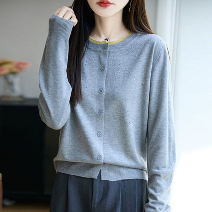 Rhinestone Button-Front Cardigan